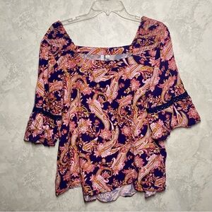 Cato 3/4 bell sleeve square neck blouse